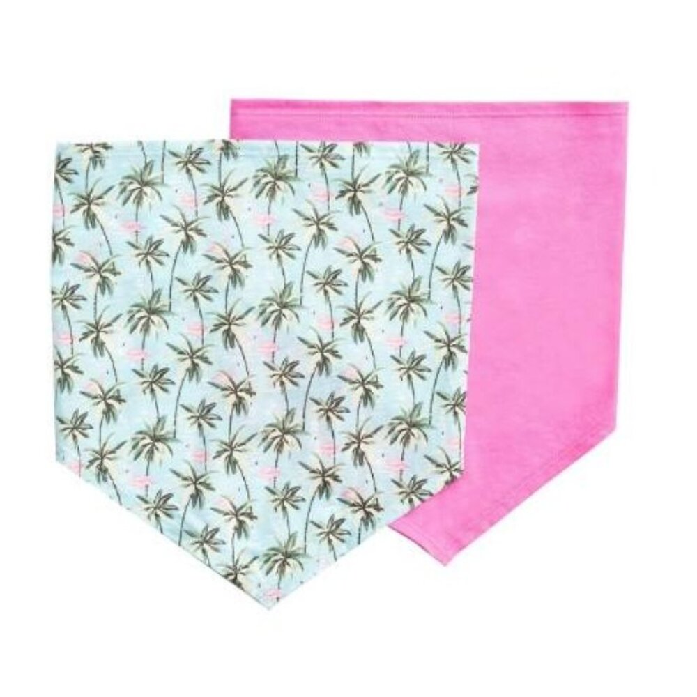 Tropical bandana 2-pack for medium & large dogs! Coco + Rebel palm tree print.